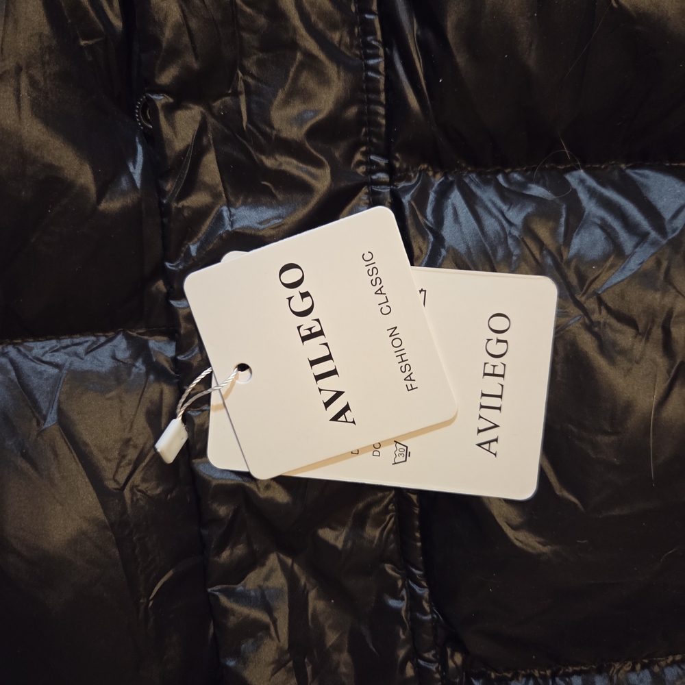 Ducksdown Filling Shiny Black Puffer Coat NWT - Picture 8 of 9